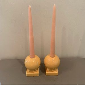 Vintage Homer Laughlin Yellow Fiesta Bulb Candle Holders.